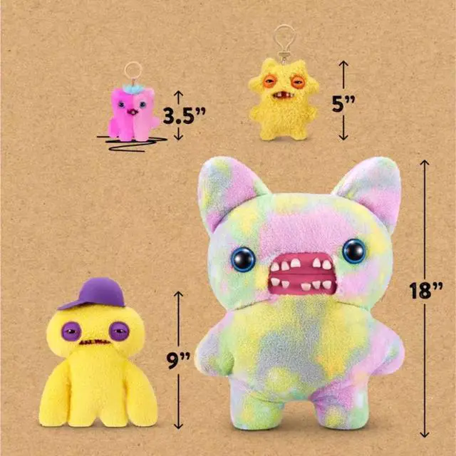 Alt view image 4 of 4 - ZURU Fuggler Baby Pinkles Wide Eyed Screech 3.5 Inch Plush Keychain
