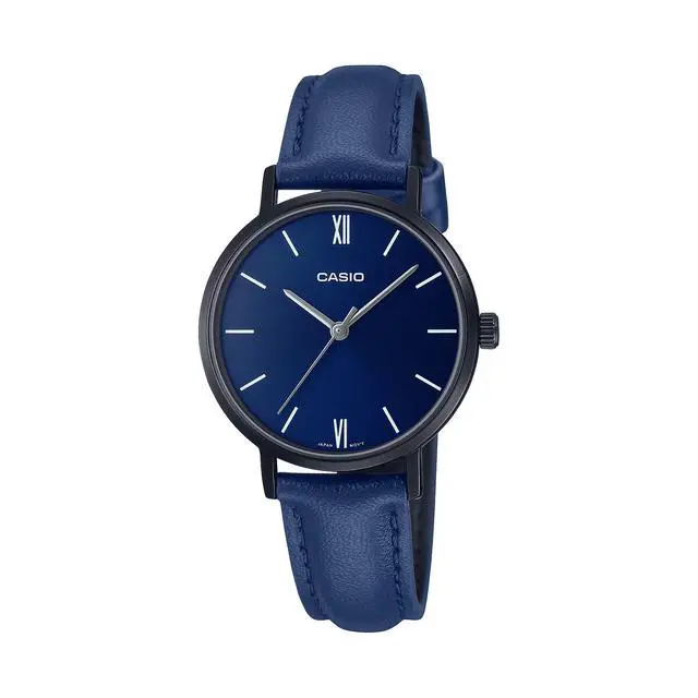 Main image of Casio Womens Blue Dial Leather Strap Analog Watch - LTP-VT02BL-2AUDF