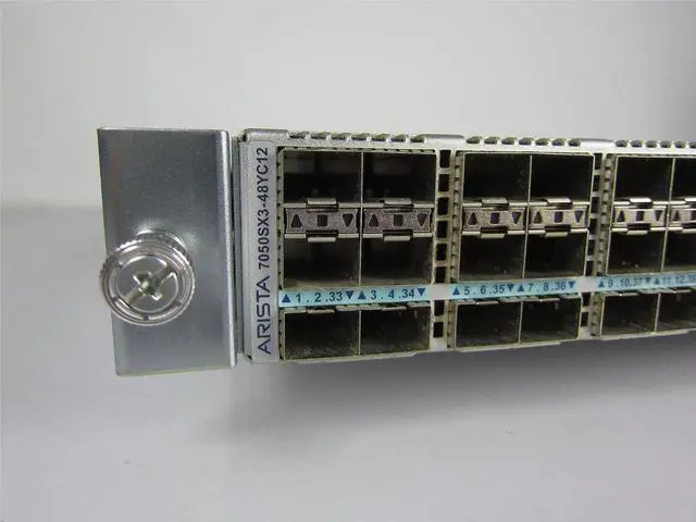Main image of Arista Networks, Inc. DCS-7050SX3-48YC12-F 100G switch features 48 x 25G SFP and 12 x 100G QSFP100 ports with an overall throughput of 4Tbps.