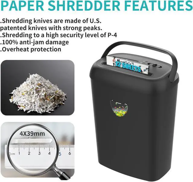 Alt view image 3 of 5 - Woolsche Cross Cut Paper Shredder,High-Performance,14-Sheet Capacity,6.6 Gallon Basket,P-4 Security-Jam Proof Heavy Duty Shredder for Home and Office