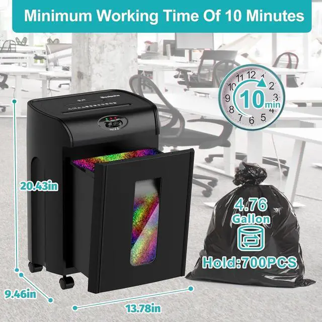 Alt view image 3 of 6 - Woolsche Paper Shredder, 16-Sheet Cross Cut with 4.76-Gallon Pull Out Basket, P-4 Security Level, 3-Mode Design Shred Paper and CD/Credit Card, Durable&Fast with Jam Proof System Shredder for Office