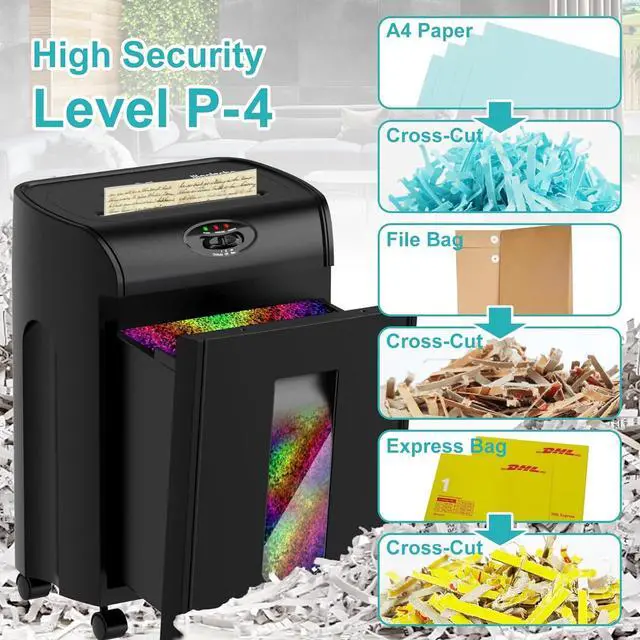 Alt view image 4 of 6 - Woolsche Paper Shredder, 16-Sheet Cross Cut with 4.76-Gallon Pull Out Basket, P-4 Security Level, 3-Mode Design Shred Paper and CD/Credit Card, Durable&Fast with Jam Proof System Shredder for Office