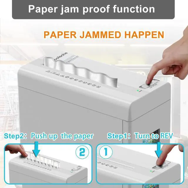 Alt view image 6 of 7 - Woolsche Paper Shredder, 5-Sheet Micro Cut with 2.65 Gallons Bin, P-5 High Security Level, 5 Munites Non-Stop Working Time, Compact Design Pull Out Basket with Jam Proof System for Home Office