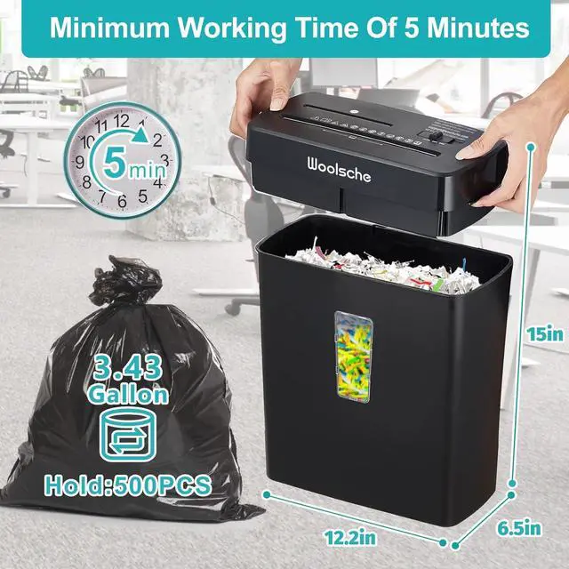 Alt view image 5 of 7 - Woolsche Paper Shredder - 10-Sheet Cross Cut with 3.43-Gallon Basket - P-4 Security Level - 3-Mode Design - Shreds CD and Credit Card - Durable, Fast, and Jam Proof for Home Office (ETL Certified)