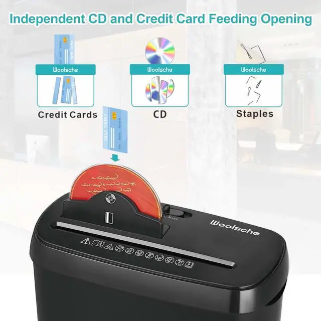 Alt view image 4 of 6 - Woolsche Home Office Paper Shredder 10-Sheet Strip Cut with 3.17-Gallon Basket - P-2 Security Level - CD & Credit Card Shredder - Durable & Fast - Jam Proof System - ETL Certified