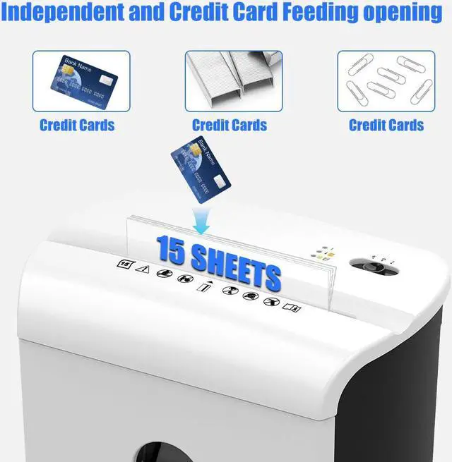 Alt view image 4 of 6 - Woolsche Paper Shredder, 15-Sheet Cross Cut with 18 Liters Pull Out Bin, P-4 Security Level, Shred Paper and Credit Card, Durable&Fast with Auto Jam Proof System Shredder for Office