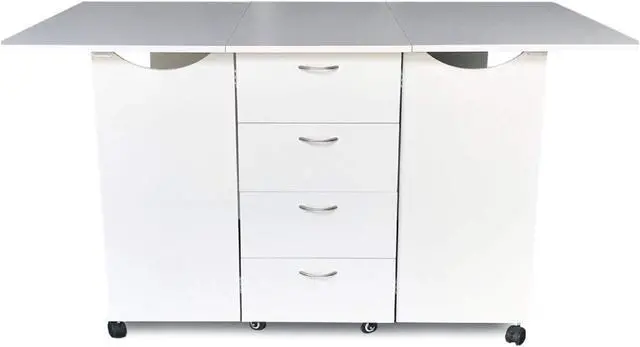 Main image of Kookaburra Cutting Table - 70" x 40" Expandable Sewing & Quilting Workstation with Storage, Ash White Finish