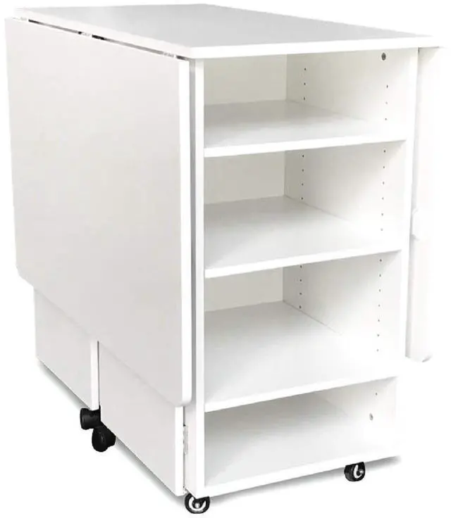 Alt view image 5 of 7 - Kookaburra Cutting Table - 70" x 40" Expandable Sewing & Quilting Workstation with Storage, Ash White Finish