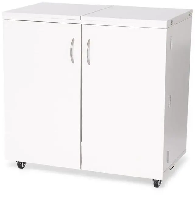 Alt view image 7 of 8 - Kangaroo Bandicoot II Sewing Machine Cabinet with 3-Position Hydraulic Lift and Locking Casters - Ash White