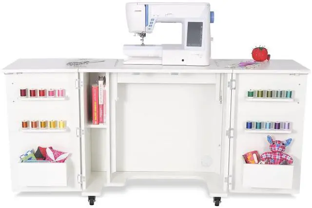 Alt view image 5 of 8 - Kangaroo Bandicoot II Sewing Machine Cabinet with 3-Position Hydraulic Lift and Locking Casters - Ash White