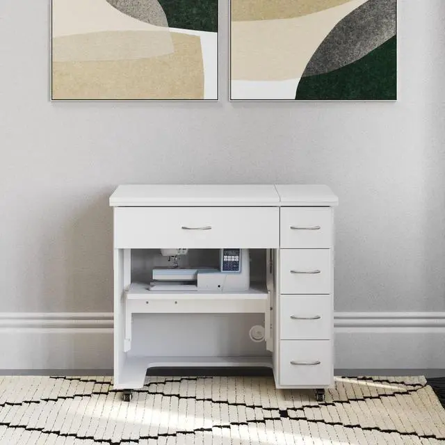 Alt view image 6 of 7 - Arrow Sewing Alice Sewing Cabinet Teak White