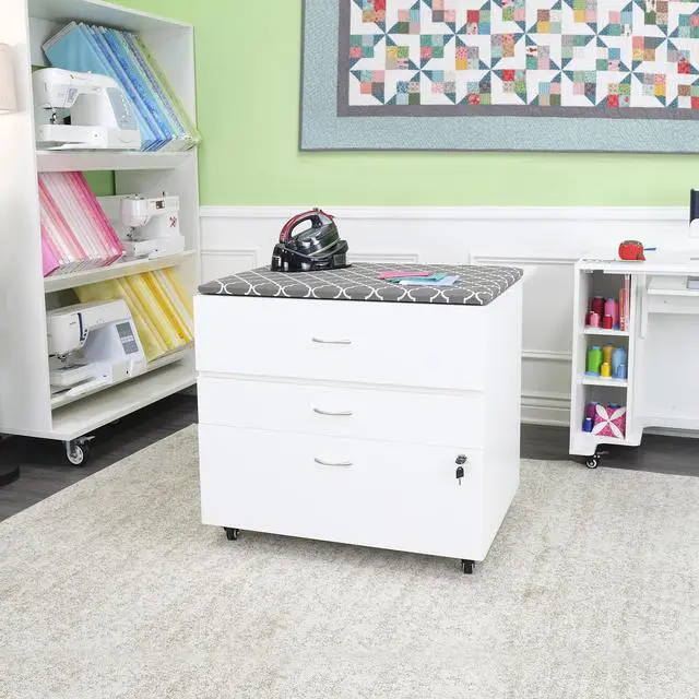 Alt view image 6 of 7 - Arrow MOD Embroidery Arm Storage Cabinet with Magnetic Hatch, Removable Thread Racks, Locking Drawers