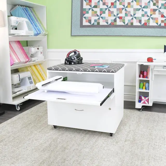 Alt view image 7 of 7 - Arrow MOD Embroidery Arm Storage Cabinet with Magnetic Hatch, Removable Thread Racks, Locking Drawers