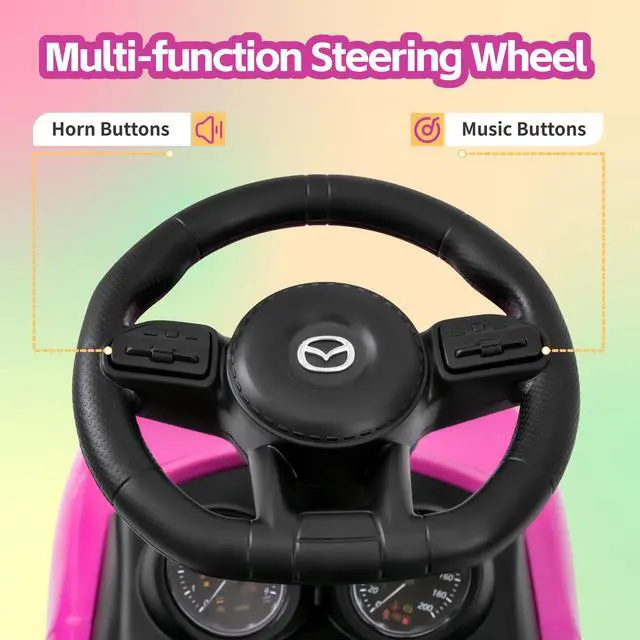 Alt view image 4 of 7 - TCARAIWEN Mazda Licensed Ride On Car 3 in 1 Baby Toddler Toy Push Car Stroller 40 lbs Load Capacity with Bluetooth Music LED Lights