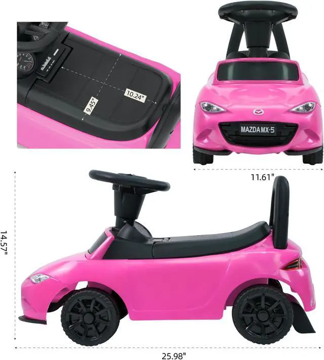 Alt view image 6 of 7 - TCARAIWEN Mazda Licensed Ride On Car 3 in 1 Baby Toddler Toy Push Car Stroller 40 lbs Load Capacity with Bluetooth Music LED Lights