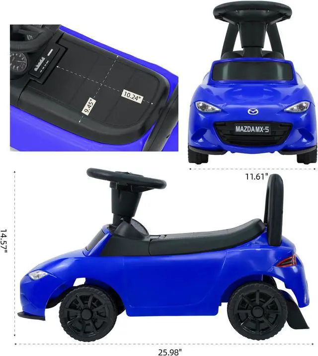 Alt view image 6 of 7 - TCARAIWEN Mazda Licensed Ride On Car 3 in 1 Baby Toddler Toy Push Car Stroller 40 lbs Load Capacity with Bluetooth Music LED Lights Blue
