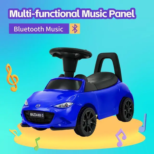 Alt view image 2 of 7 - TCARAIWEN Mazda Licensed Ride On Car 3 in 1 Baby Toddler Toy Push Car Stroller 40 lbs Load Capacity with Bluetooth Music LED Lights Blue