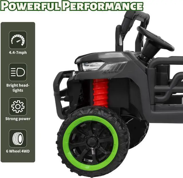 Alt view image 6 of 7 - TCARAIWEN Kids 2 Seater Ride on Car 24V Electric Dump Truck 4WD Off-road UTV with Low & High Speeds Remote Control Bluetooth Music LED Lights