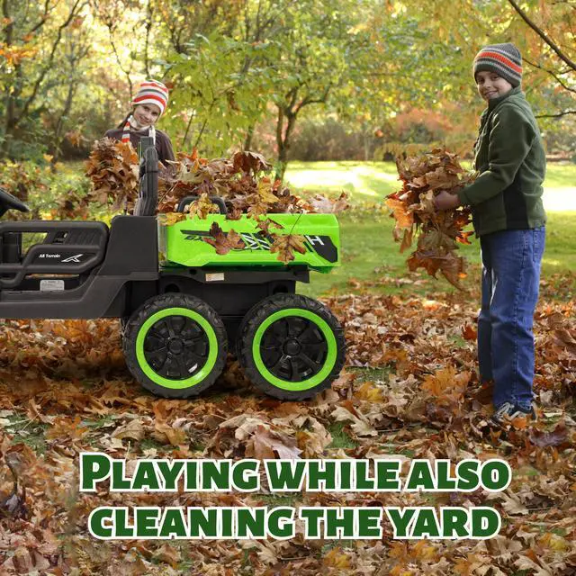 Alt view image 4 of 7 - TCARAIWEN Kids 2 Seater Ride on Car 24V Electric Dump Truck 4WD Off-road UTV with Low & High Speeds Remote Control Bluetooth Music LED Lights