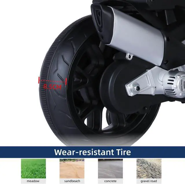 Alt view image 4 of 7 - TCARAIWEN 12V Kids Ride on Motorcycle Battery Powered 1-5 Years Old Motorbike Toy w/Bluetooth Music LED Lights Training Wheels