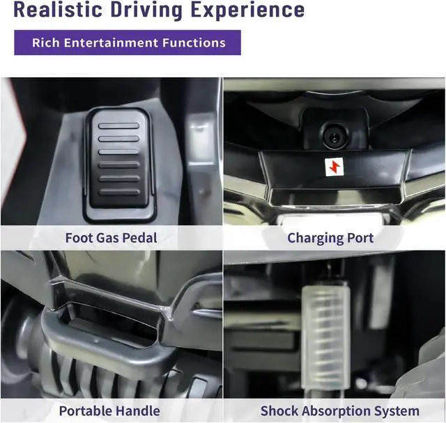 Alt view image 5 of 7 - TCARAIWEN 24V Kids Ride on ATV 6mph Electric Power Wheels Quad Car with 2 Speeds Bluetooth Music LED