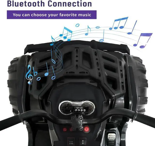 Alt view image 4 of 7 - TCARAIWEN 24V Kids Ride on ATV 6mph Electric Power Wheels Quad Car with 2 Speeds Bluetooth Music LED