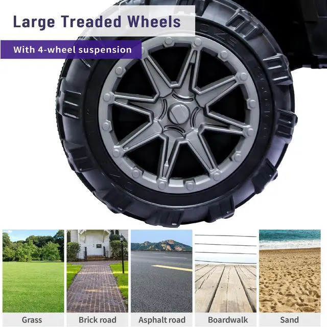 Alt view image 6 of 7 - TCARAIWEN 24V Kids Ride on ATV 6mph Electric Power Wheels Quad Car with 2 Speeds Bluetooth Music LED