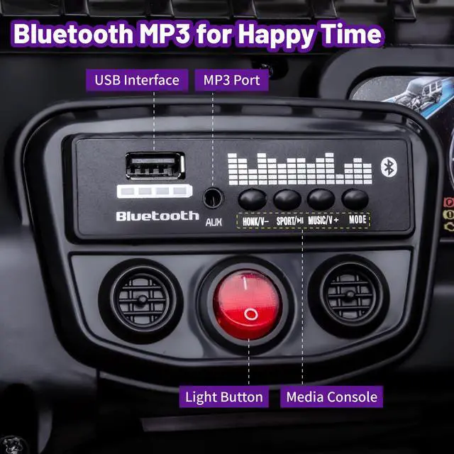 Alt view image 3 of 7 - TCARAIWEN 12V Kids Car Ride on Jeep 2*55W Motors Electric Battery Power Wheels with Remote Control Bluetooth Music