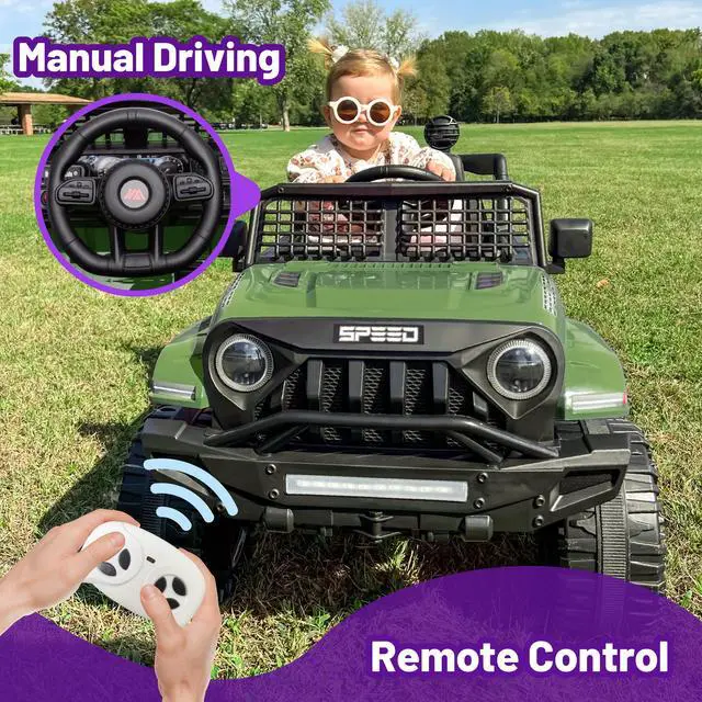 Alt view image 2 of 7 - TCARAIWEN 12V Kids Car Ride on Jeep 2*55W Motors Electric Battery Power Wheels with Remote Control Bluetooth Music