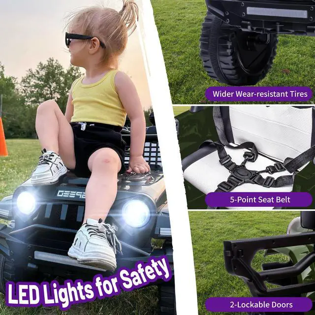 Alt view image 4 of 7 - TCARAIWEN 12V Kids Car Ride on Jeep 2*55W Motors Electric Battery Power Wheels with Remote Control Bluetooth Music