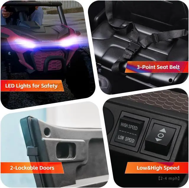 Alt view image 4 of 7 - TCARAIWEN 12V Kids Ride on UTV Electric Power Wheels Toy Quad Car with Remote Control High&Low Speed LED Lights