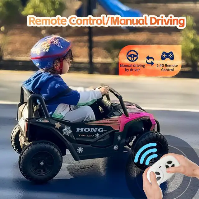 Alt view image 2 of 7 - TCARAIWEN 12V Kids Ride on UTV Electric Power Wheels Toy Quad Car with Remote Control High&Low Speed LED Lights