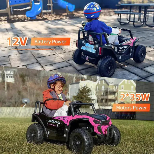 Alt view image 5 of 7 - TCARAIWEN 12V Kids Ride on UTV Electric Power Wheels Toy Quad Car with Remote Control High&Low Speed LED Lights