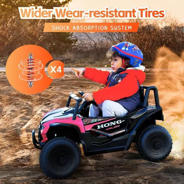 Alt view image 6 of 7 - TCARAIWEN 12V Kids Ride on UTV Electric Power Wheels Toy Quad Car with Remote Control High&Low Speed LED Lights