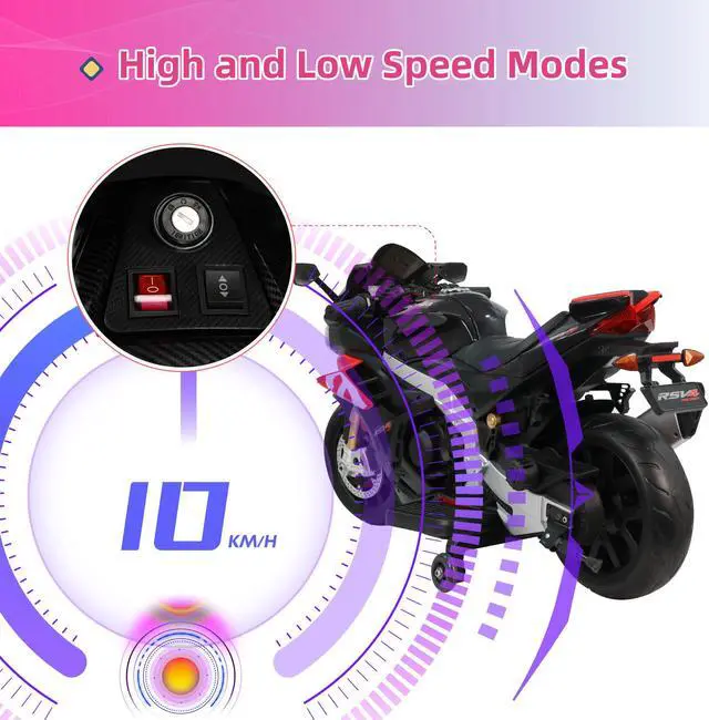Alt view image 2 of 7 - TCARAIWEN Aprilia Licensed 24V Kids Electric Motorcycle 6mph Dirt Bike Ride on Motorbike LED Lights Bluetooth Music