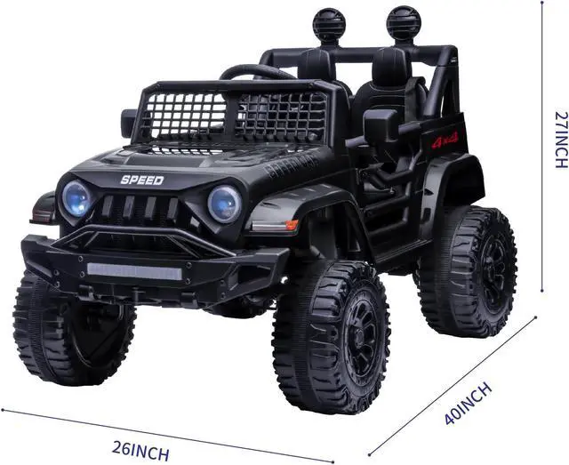 Alt view image 7 of 7 - TCARAIWEN 12V Kids Car Ride on Jeep 2*55W Motors Electric Battery Power Wheels with Remote Control Bluetooth Music Black