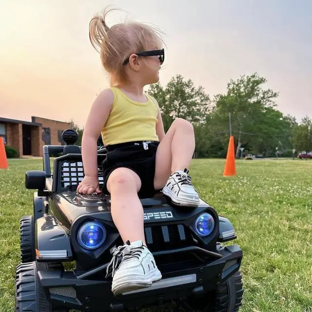 Alt view image 6 of 7 - TCARAIWEN 12V Kids Car Ride on Jeep 2*55W Motors Electric Battery Power Wheels with Remote Control Bluetooth Music Black