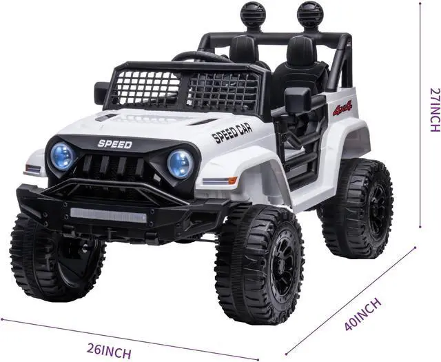 Alt view image 6 of 6 - TCARAIWEN 12V Kids Car Ride on Jeep 2*55W Motors Electric Battery Power Wheels with Remote Control Bluetooth Music White