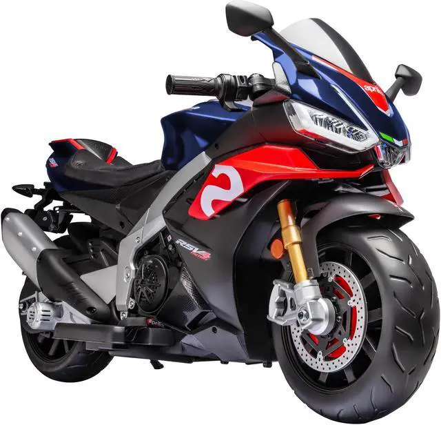 Main image of TCARAIWEN Aprilia Licensed 24V Kids Electric Motorcycle 6mph Dirt Bike Ride on Motorbike LED Lights Bluetooth Music Blue