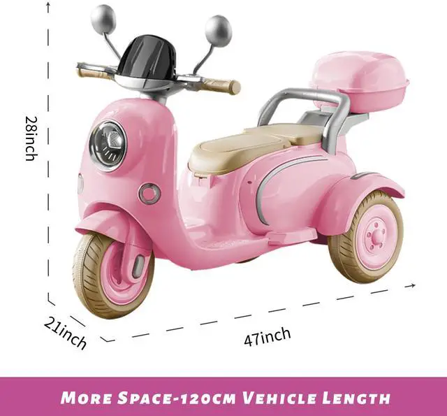 Alt view image 6 of 6 - TCARAIWEN 12V Kids Ride On Motorcycle Girl Moped Battery Electric Motorbike with Bluetooth Music LED Lights