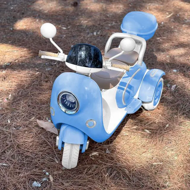 Alt view image 6 of 6 - TCARAIWEN 12V Kids Ride On Motorcycle Girl Moped Battery Electric Motorbike with Bluetooth Music LED Lights Blue