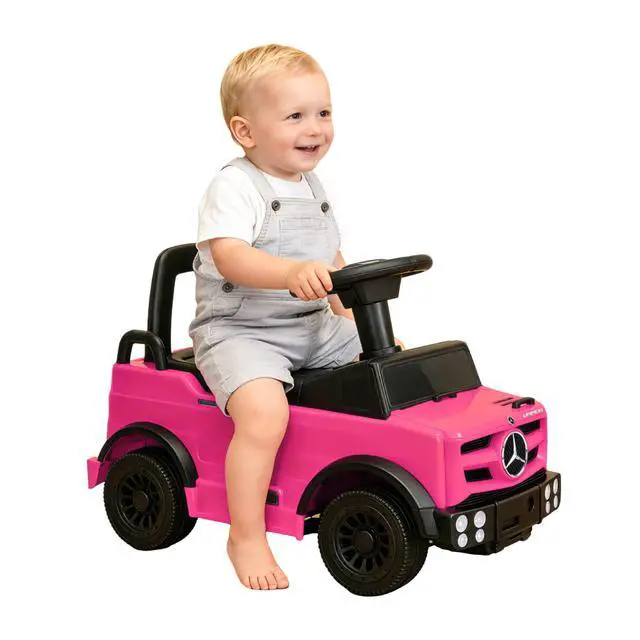 Alt view image 2 of 7 - Mercedes-Benz Unimog Licensed Kids Push Car, Toddler Ride On Toy with Anti-Slip Wheels & Safety Bumper Guards, Foot to Floor Toy for Indoor & Outdoor Walker Car for Boys & Girls (Pink)