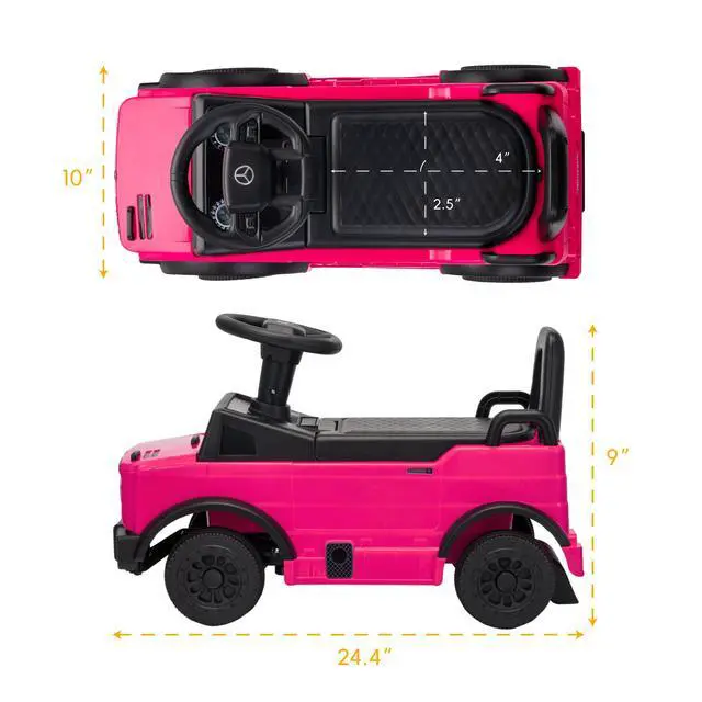 Alt view image 5 of 7 - Mercedes-Benz Unimog Licensed Kids Push Car, Toddler Ride On Toy with Anti-Slip Wheels & Safety Bumper Guards, Foot to Floor Toy for Indoor & Outdoor Walker Car for Boys & Girls (Pink)