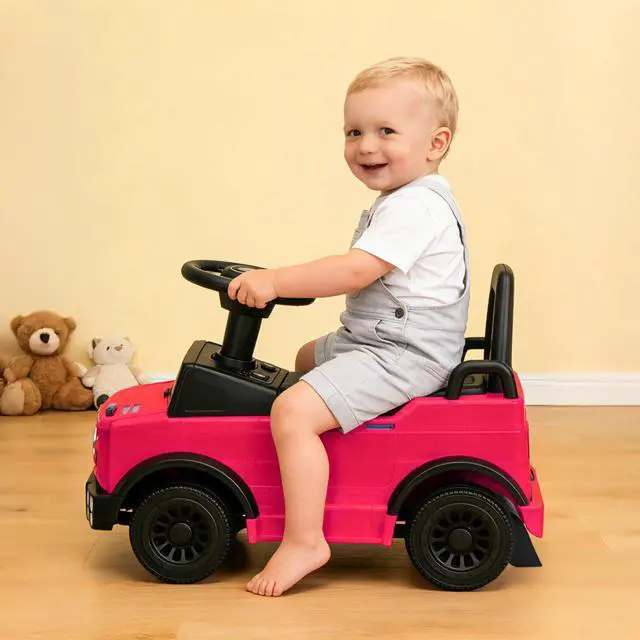 Alt view image 6 of 7 - Mercedes-Benz Unimog Licensed Kids Push Car, Toddler Ride On Toy with Anti-Slip Wheels & Safety Bumper Guards, Foot to Floor Toy for Indoor & Outdoor Walker Car for Boys & Girls (Pink)