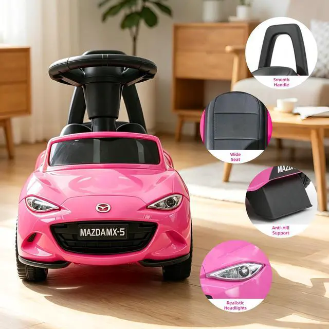 Alt view image 5 of 6 - TCARAIWEN Mazda Licensed Ride On Car 3 in 1 Baby Toddler Toy Push Car Stroller 40 lbs Load Capacity with Bluetooth Music LED Lights