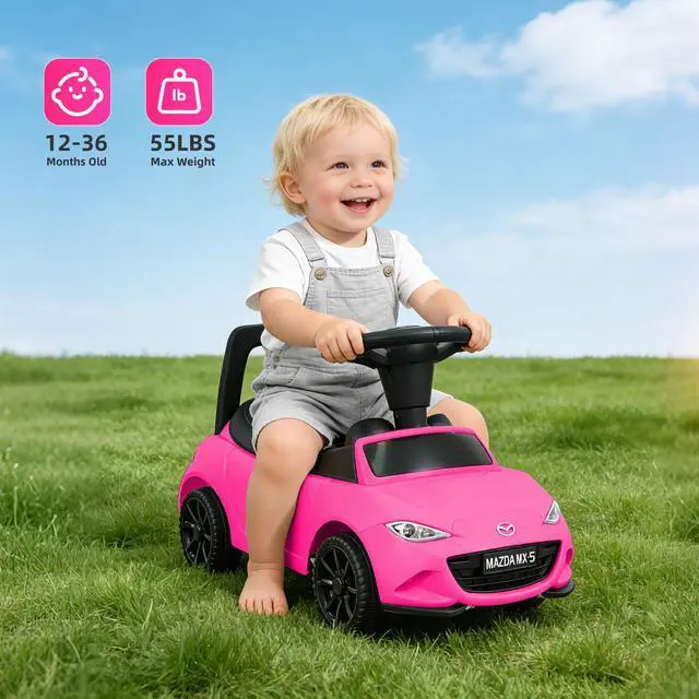 Alt view image 3 of 6 - TCARAIWEN Mazda Licensed Ride On Car 3 in 1 Baby Toddler Toy Push Car Stroller 40 lbs Load Capacity with Bluetooth Music LED Lights