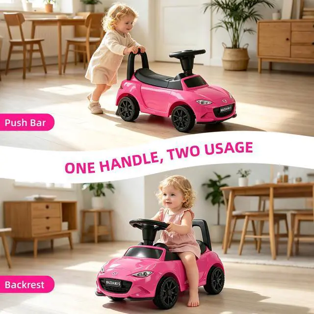 Alt view image 4 of 6 - TCARAIWEN Mazda Licensed Ride On Car 3 in 1 Baby Toddler Toy Push Car Stroller 40 lbs Load Capacity with Bluetooth Music LED Lights