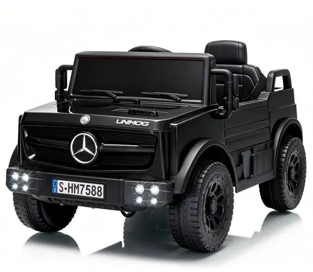 Main image of Mercedes-Benz Licensed 12 v Kids Ride-On Car, Battery Powered Electric Vehicle for Boys Girls, Dual Driving Modes with Remote Control, Safety Belt, Bluetooth (Black) 7588-black