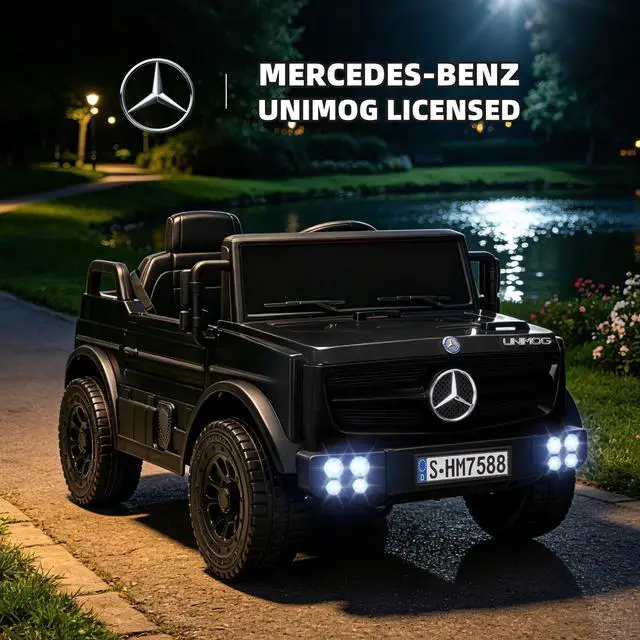 Alt view image 5 of 7 - Mercedes-Benz Licensed 12 v Kids Ride-On Car, Battery Powered Electric Vehicle for Boys Girls, Dual Driving Modes with Remote Control, Safety Belt, Bluetooth (Black) 7588-black
