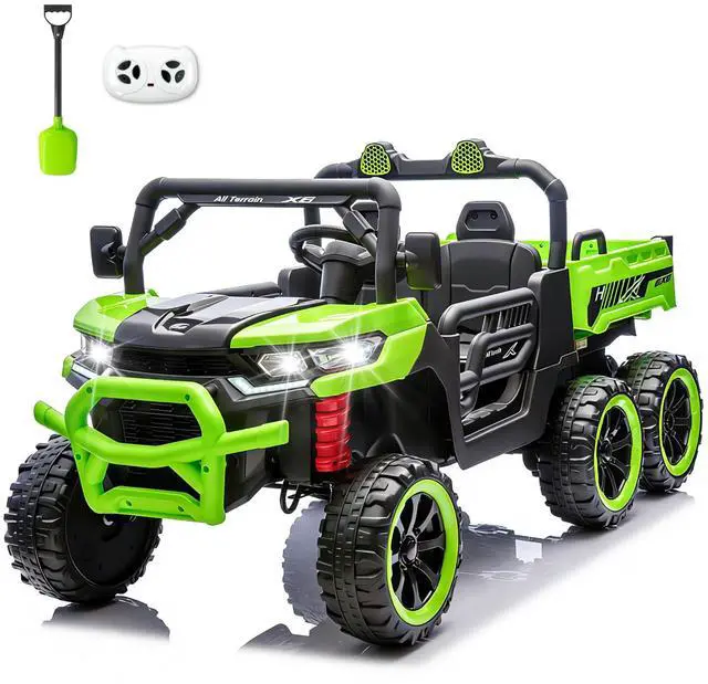 Main image of TCARAIWEN Kids 2 Seater Ride on Car 24V Electric Dump Truck 4WD Off-road UTV with Low & High Speeds Remote Control Bluetooth Music LED Lights
